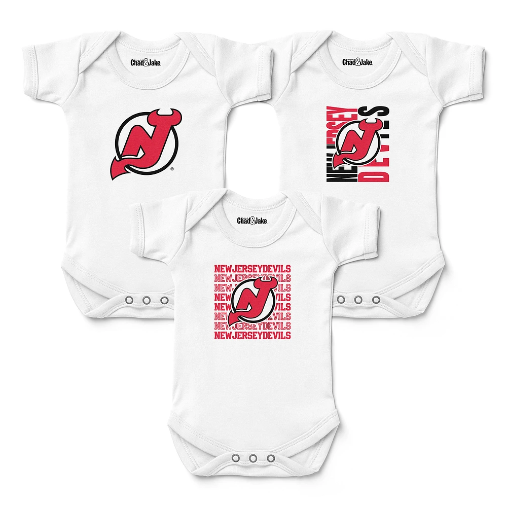 Newborn & Infant Chad Jake White New Jersey Devils Three-Pack Bodysuit Set
