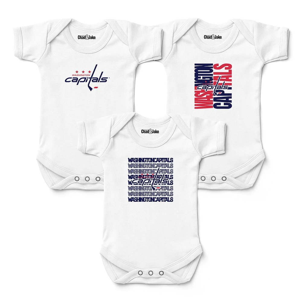 Newborn & Infant Chad Jake White Washington Capitals Three-Pack Bodysuit Set