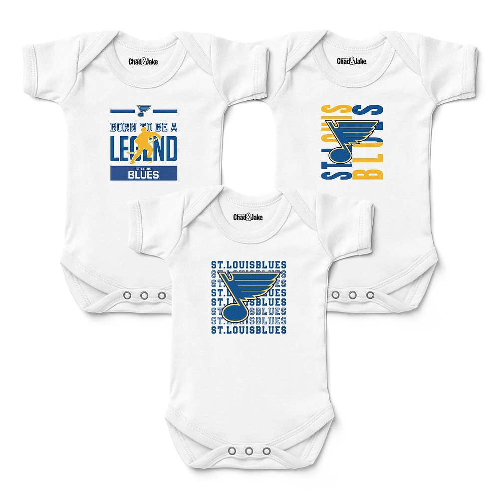 Newborn & Infant Chad Jake White St. Louis Blues Three-Pack Bodysuit Set