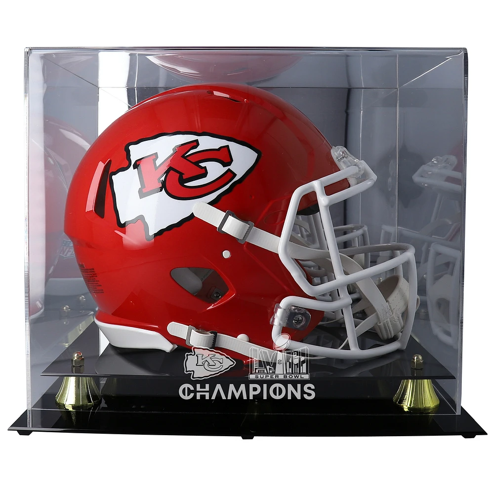 Kansas City Chiefs Super Bowl LVIII Champions Golden Classic Helmet Logo Display Case