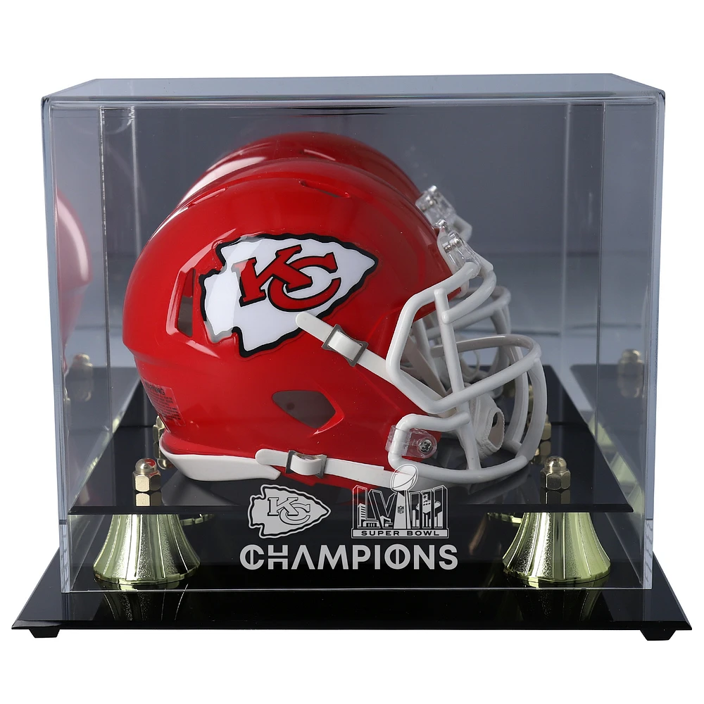 Kansas City Chiefs Super Bowl LVIII Champions Golden Classic Mini Helmet Logo Display Case