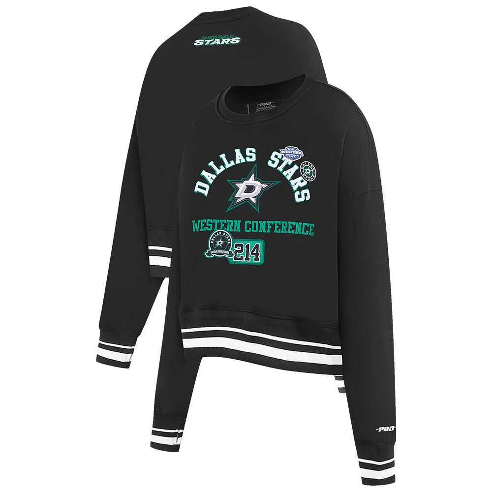 Women's Pro Standard Black Dallas Stars Area Code Cropped Pullover Sweatshirt