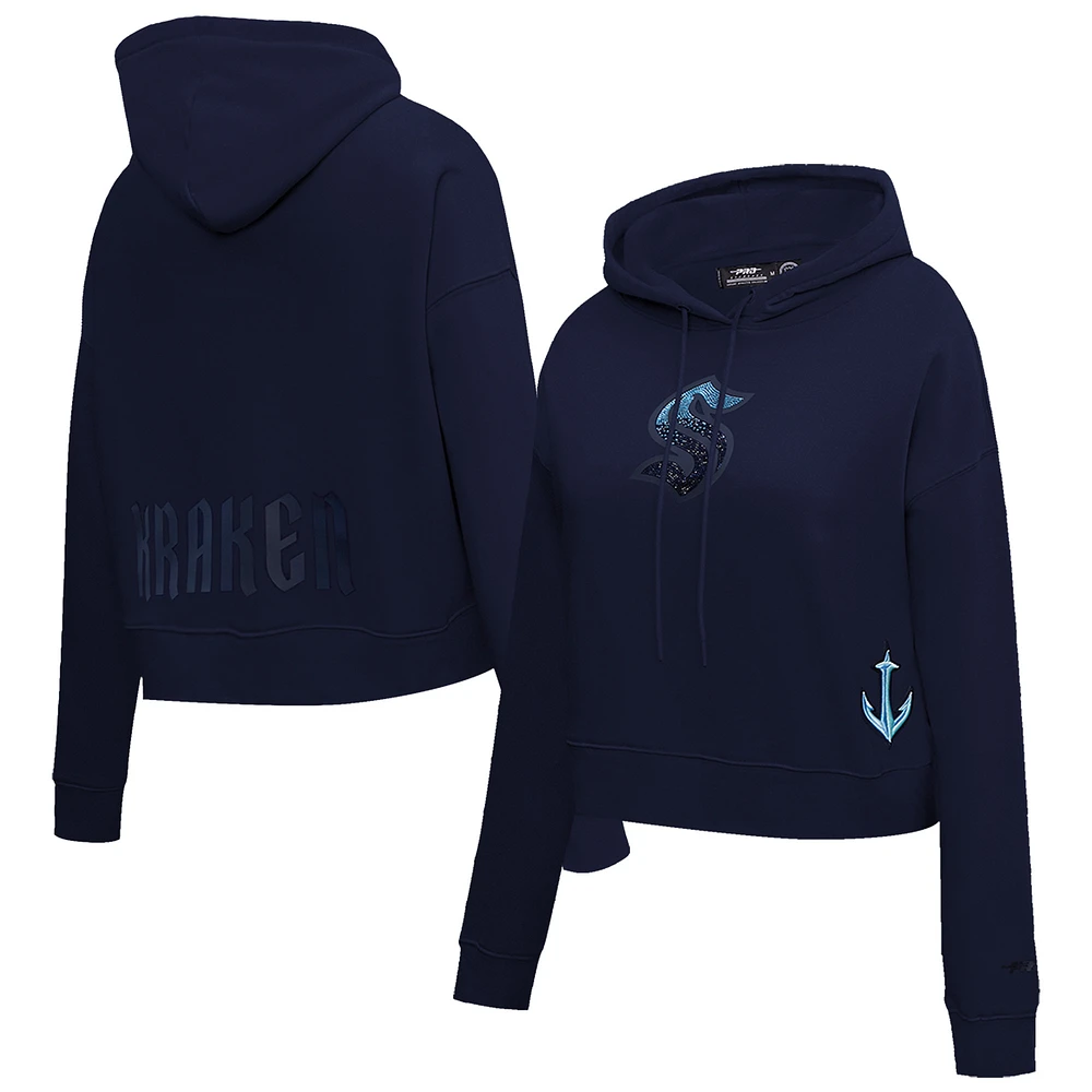 Women's Pro Standard Deep Sea Blue Seattle Kraken Jewels Cropped Pullover Hoodie