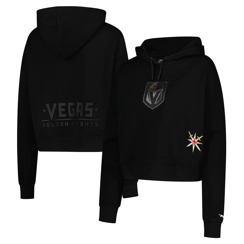 Women's Pro Standard Black Vegas Golden Knights Jewels Cropped Pullover Hoodie