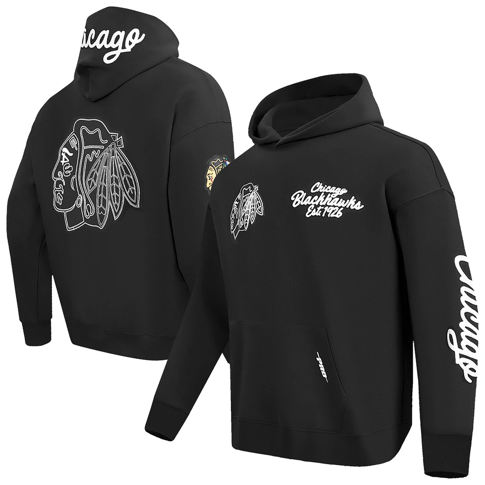 Men's Pro Standard Black Chicago Blackhawks Paint the City Pullover Hoodie
