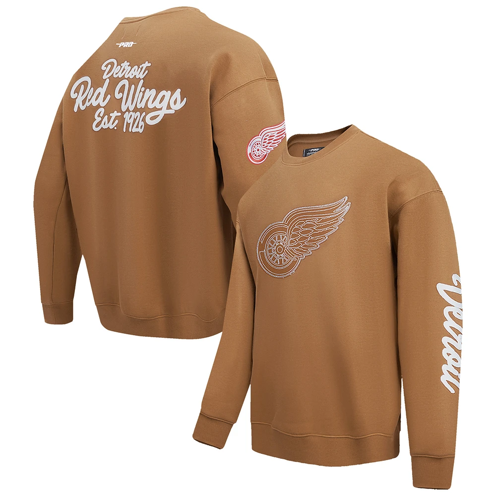 Men's Pro Standard Brown Detroit Red Wings Paint the City Pullover Sweatshirt