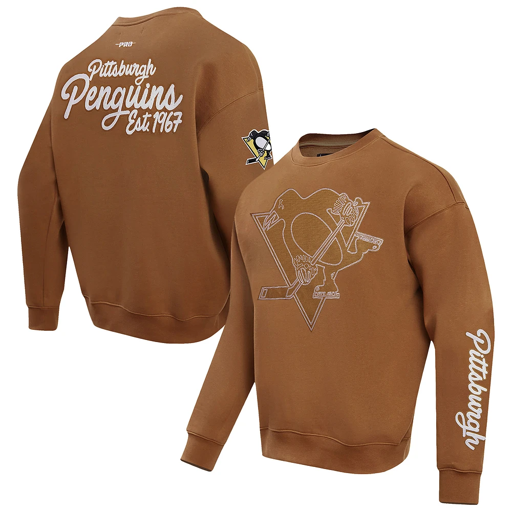 Men's Pro Standard Brown Pittsburgh Penguins Paint the City Pullover Sweatshirt