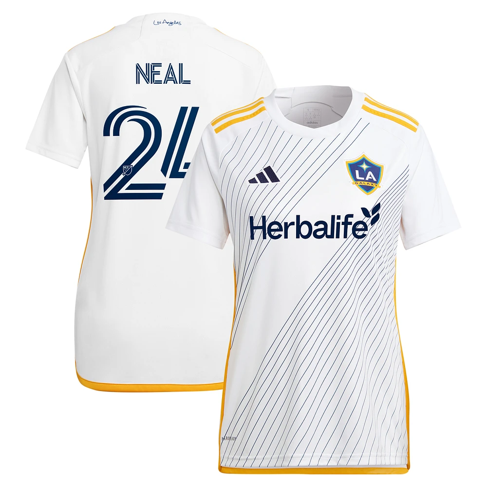 Women's adidas Jalen Neal White LA Galaxy 2024 Angeleno Kit Replica Player Jersey