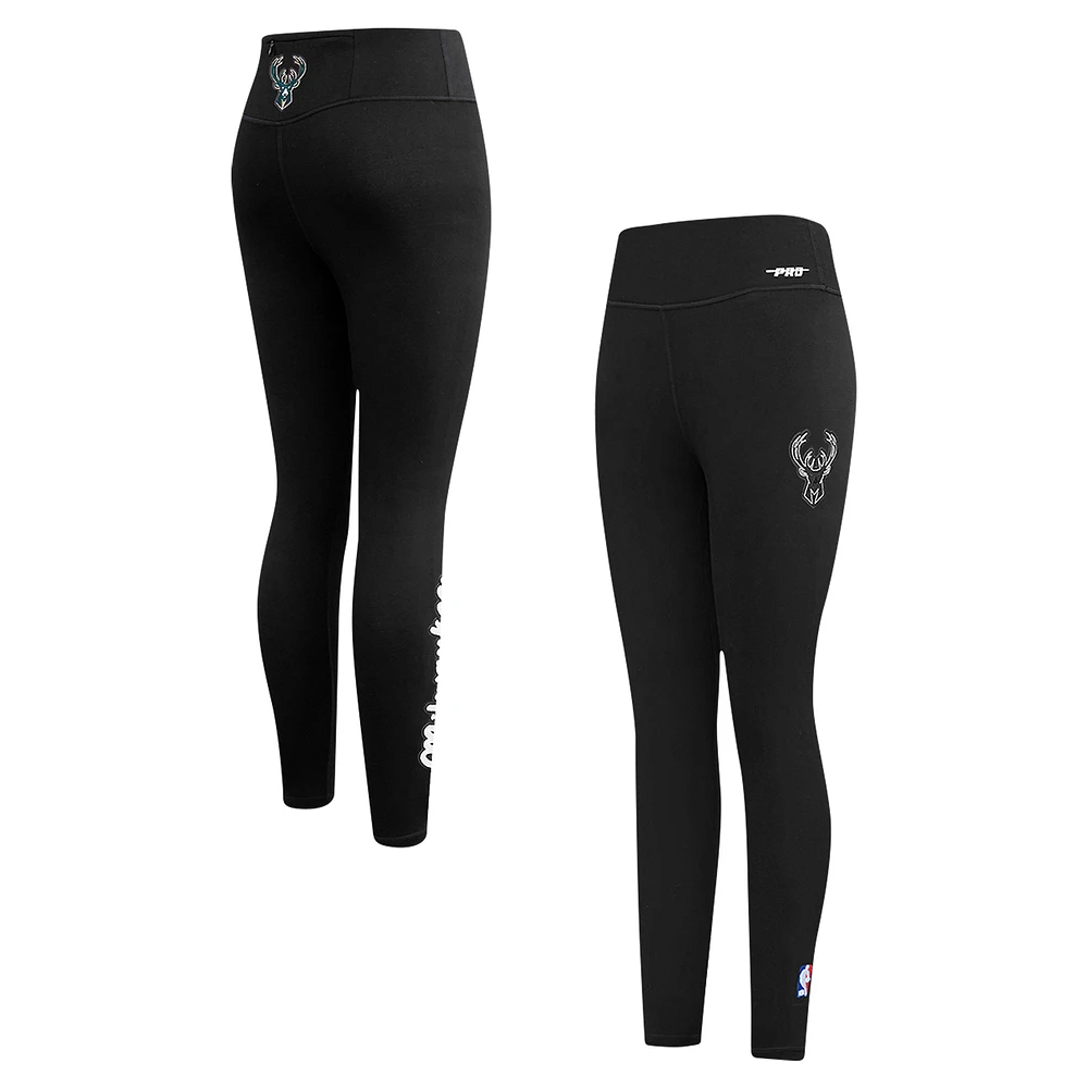 Women's Pro Standard Black Milwaukee Bucks Paint the City Tri-Blend Jersey Leggings