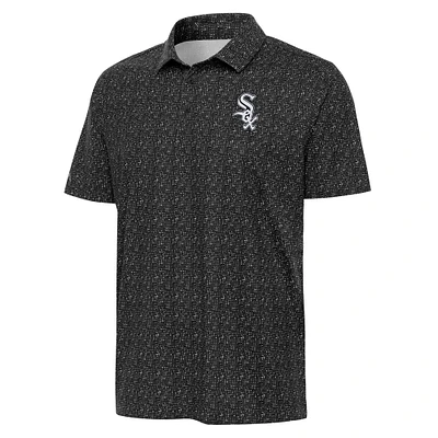 Men's Antigua Black Chicago White Sox Figment Polo