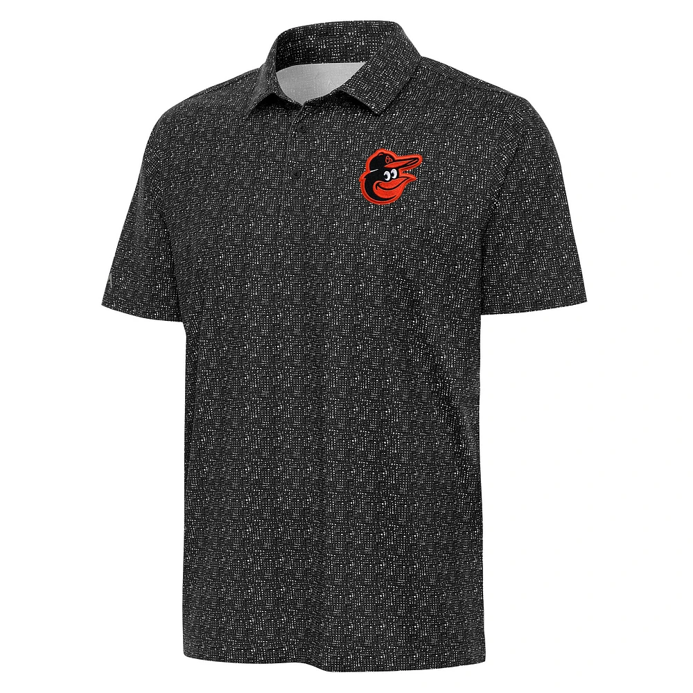 Men's Antigua Black Baltimore Orioles Figment Polo
