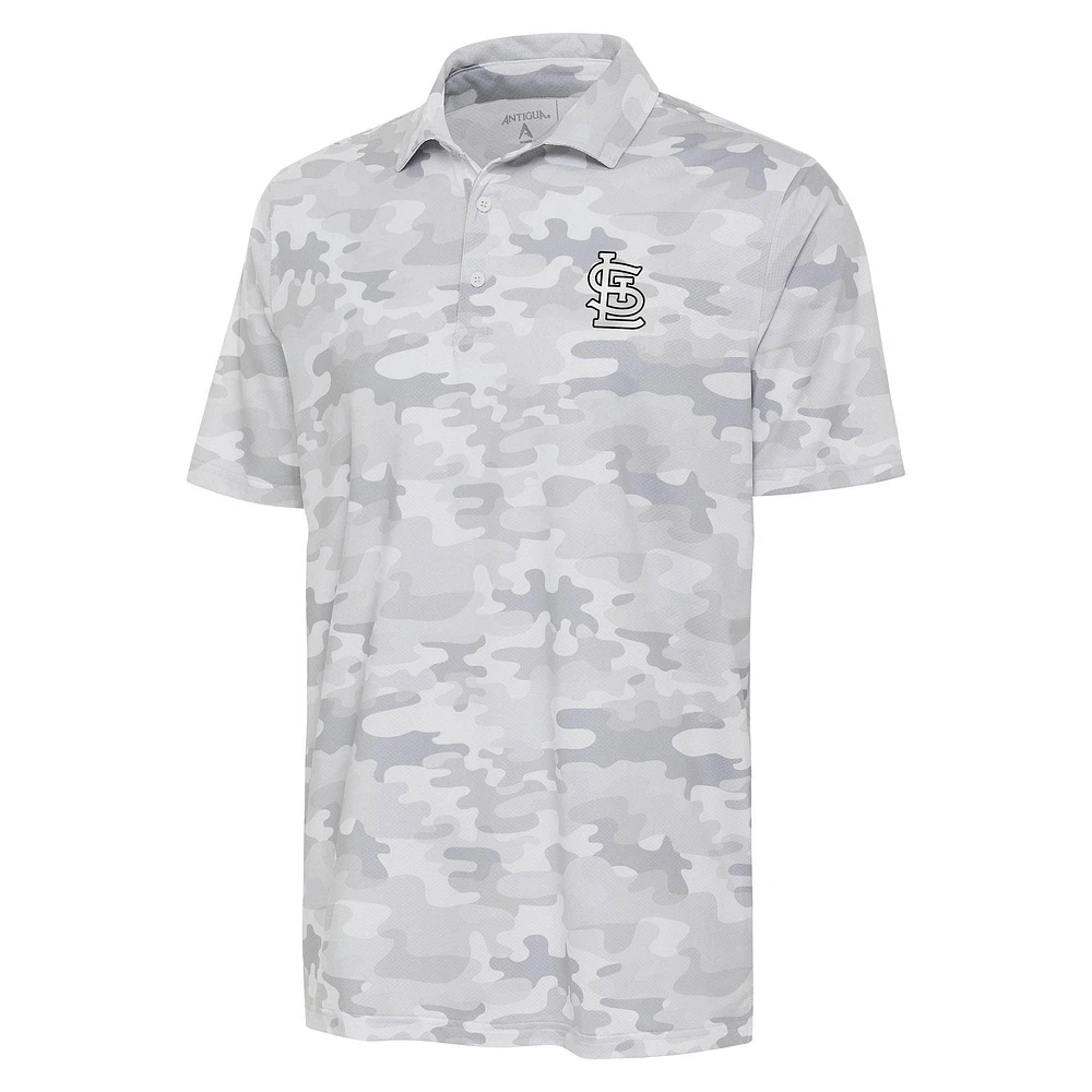 Men's Antigua White St. Louis Cardinals Brushed Metallic Logo Collide Polo
