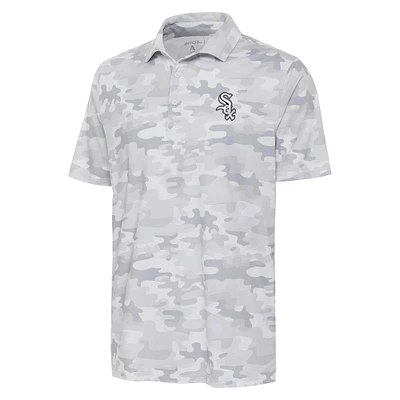 Men's Antigua White Chicago Sox Brushed Metallic Logo Collide Polo