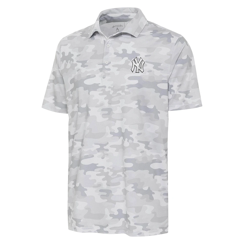 Men's Antigua White New York Yankees Brushed Metallic Logo Collide Polo