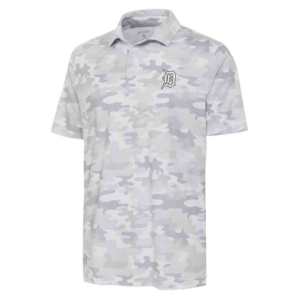 Men's Antigua White Detroit Tigers Brushed Metallic Logo Collide Polo