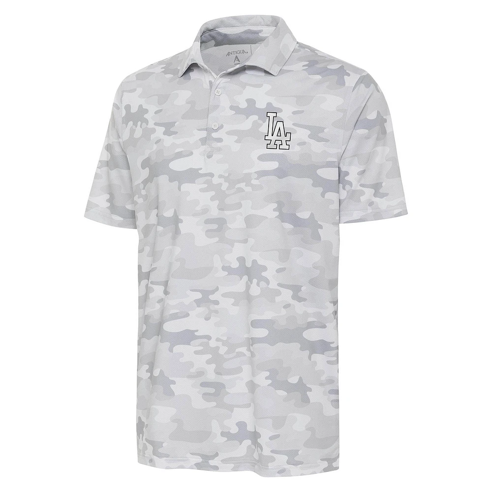 Men's Antigua White Los Angeles Dodgers Brushed Metallic Logo Collide Polo