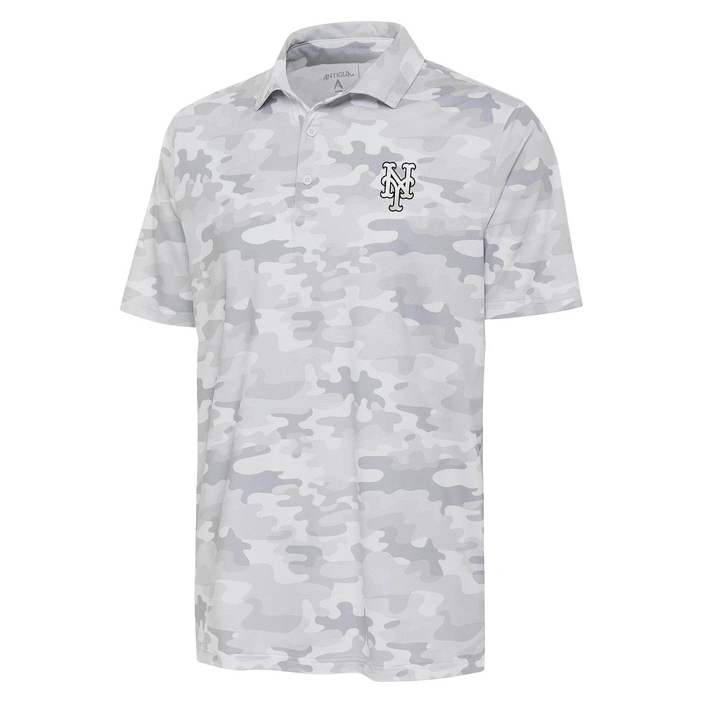 Men's Antigua White New York Mets Brushed Metallic Logo Collide Polo