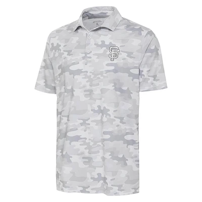 Men's Antigua White San Francisco Giants Brushed Metallic Logo Collide Polo