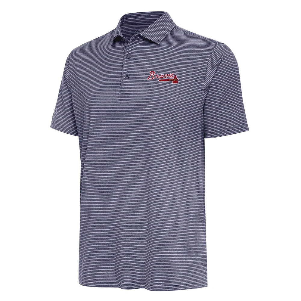 Men's Antigua Heather Navy Atlanta Braves Scheme Polo