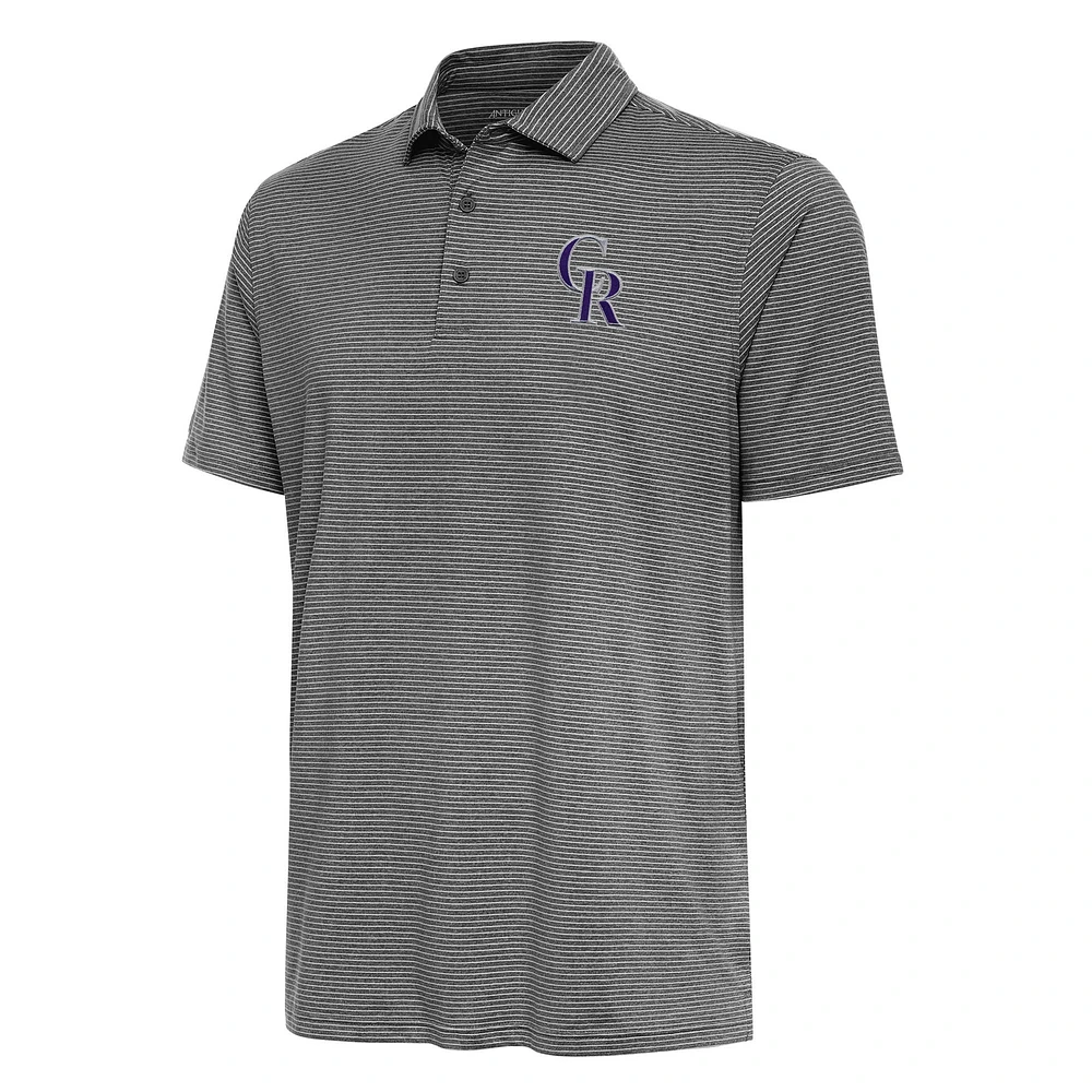 Men's Antigua Heather Black Colorado Rockies Scheme Polo