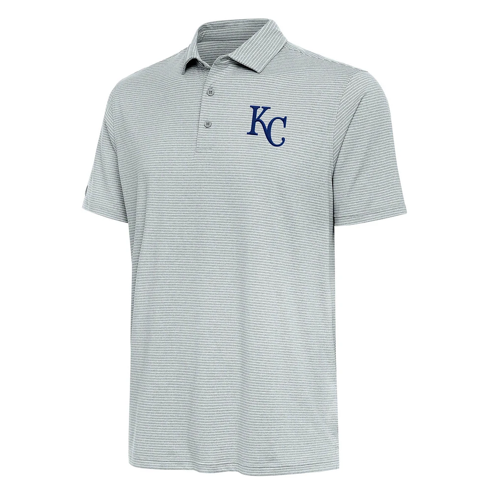 Men's Antigua Heather Gray Kansas City Royals Scheme Polo