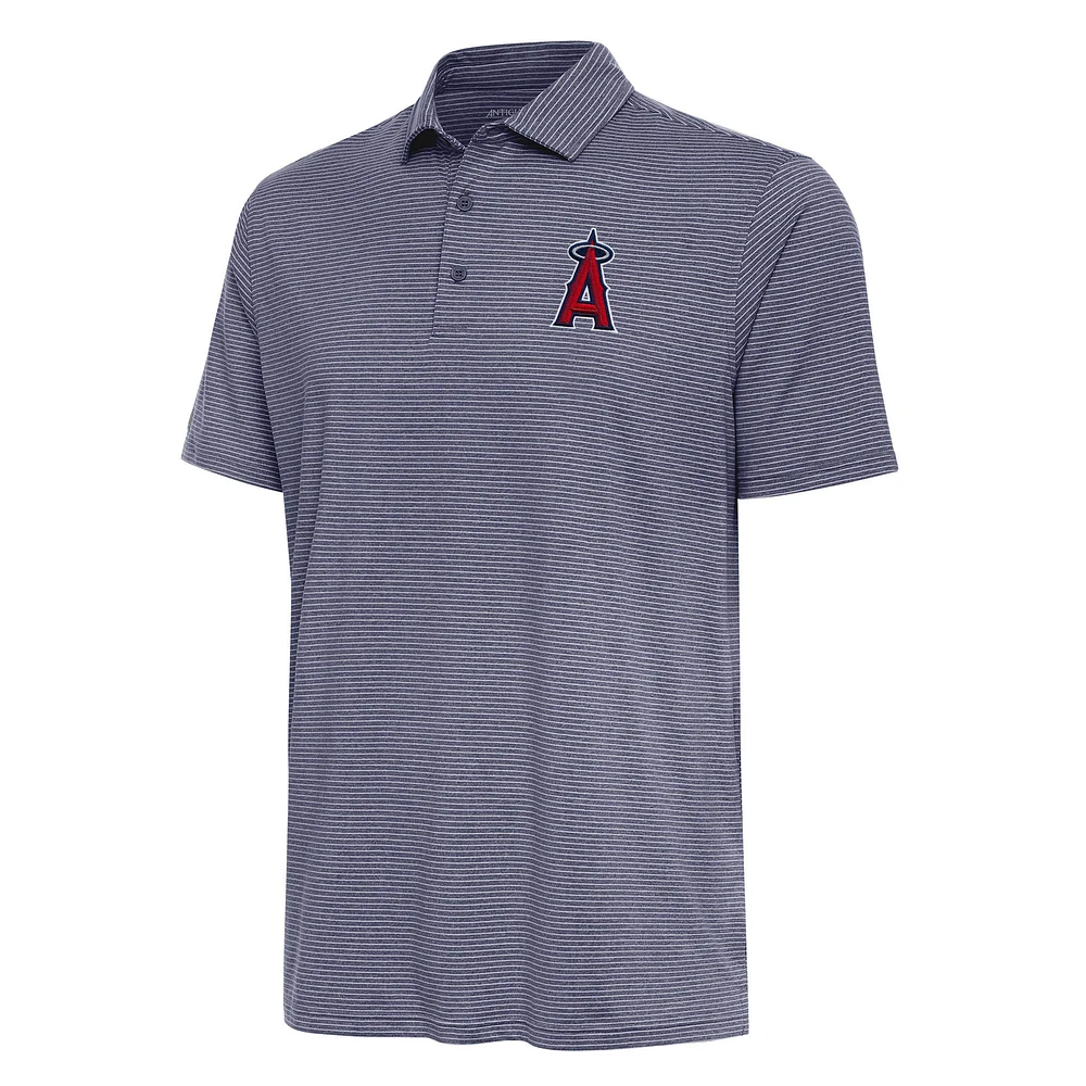 Men's Antigua Heather Navy Los Angeles Angels Scheme Polo