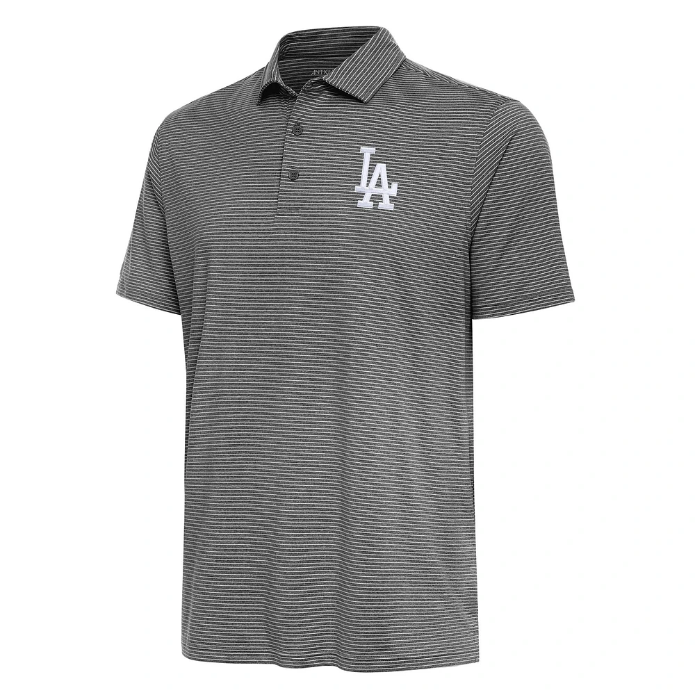Men's Antigua Heather Black Los Angeles Dodgers Scheme Polo