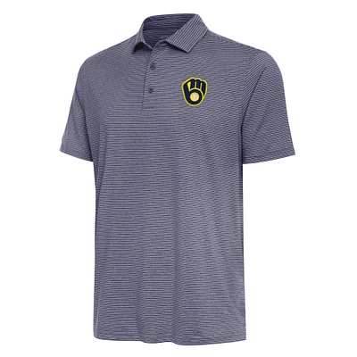 Men's Antigua Heather Navy Milwaukee Brewers Scheme Polo