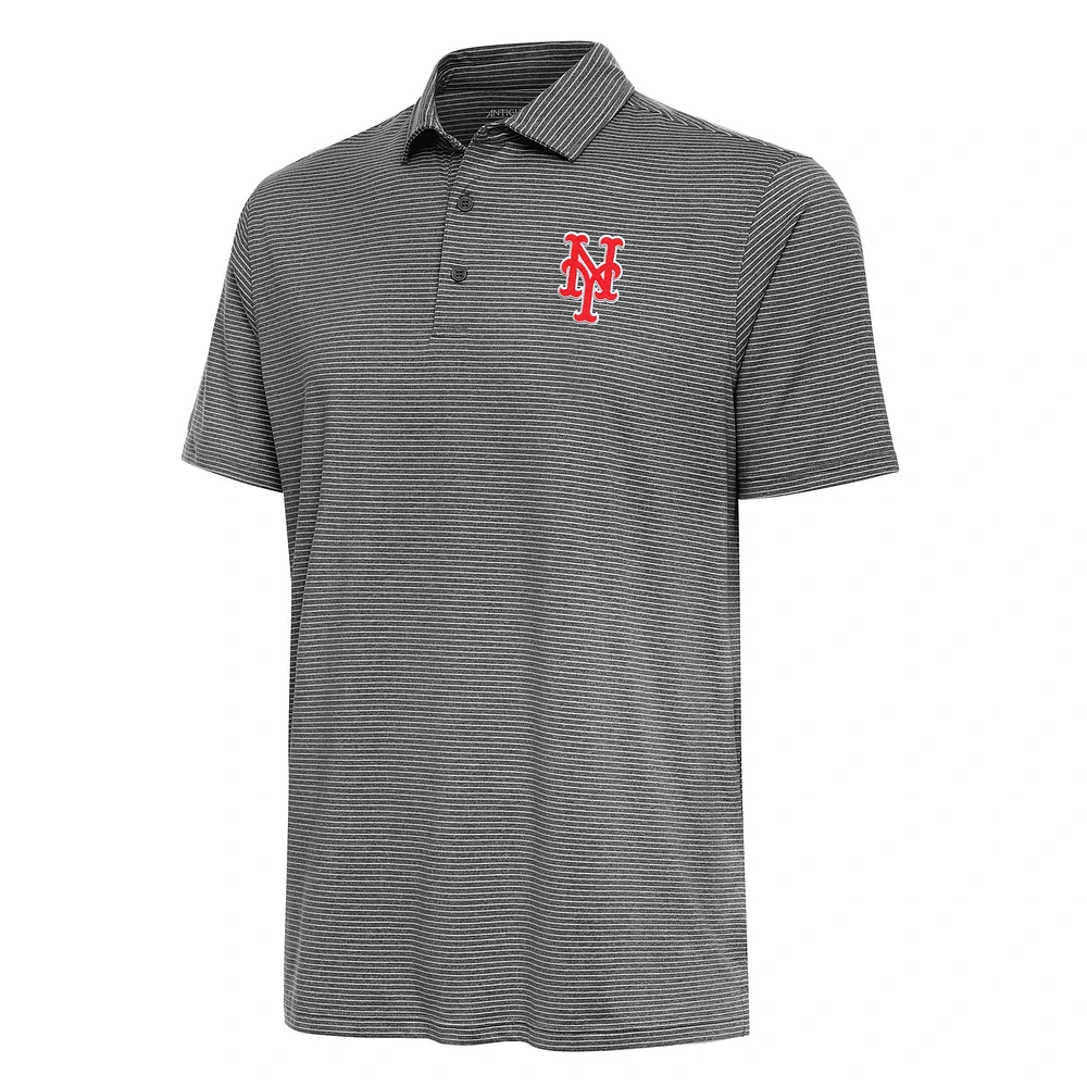 Men's Antigua Heather Black New York Mets Scheme Polo