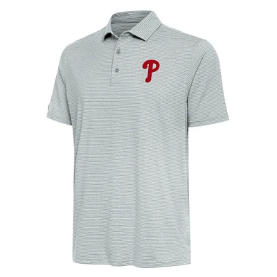 Men's Antigua Heather Gray Philadelphia Phillies Scheme Polo
