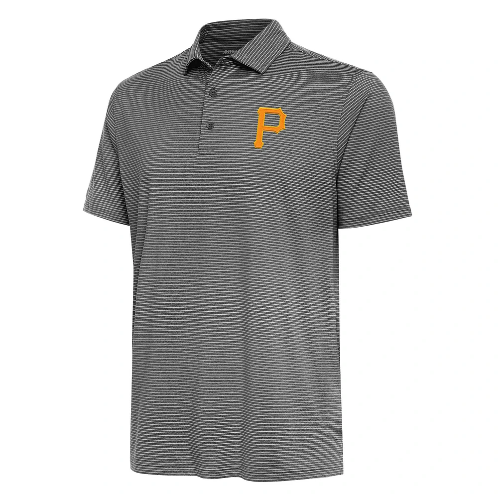 Men's Antigua Heather Black Pittsburgh Pirates Scheme Polo