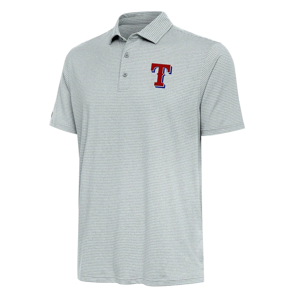 Men's Antigua Heather Gray Texas Rangers Scheme Polo