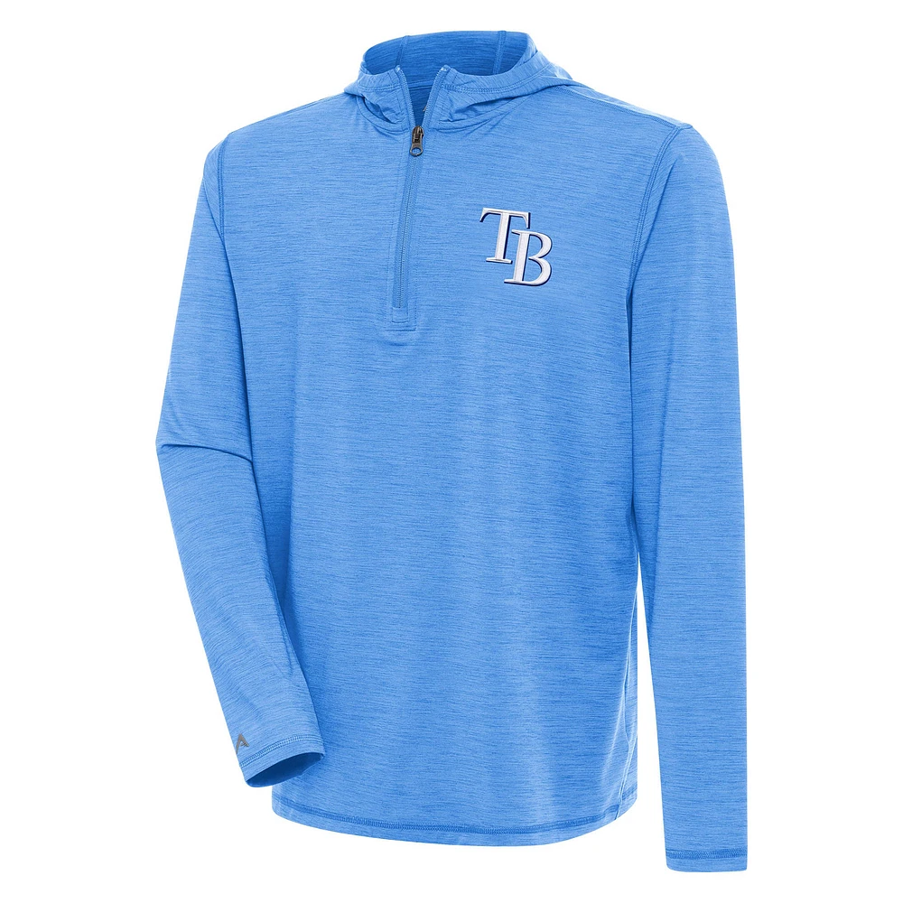 Men's Antigua Heather Light Blue Tampa Bay Rays Tidy Quarter-Zip Hoodie