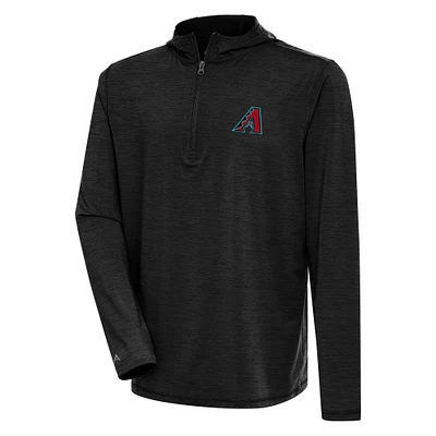 Men's Antigua Heather Black Arizona Diamondbacks Tidy Quarter-Zip Hoodie