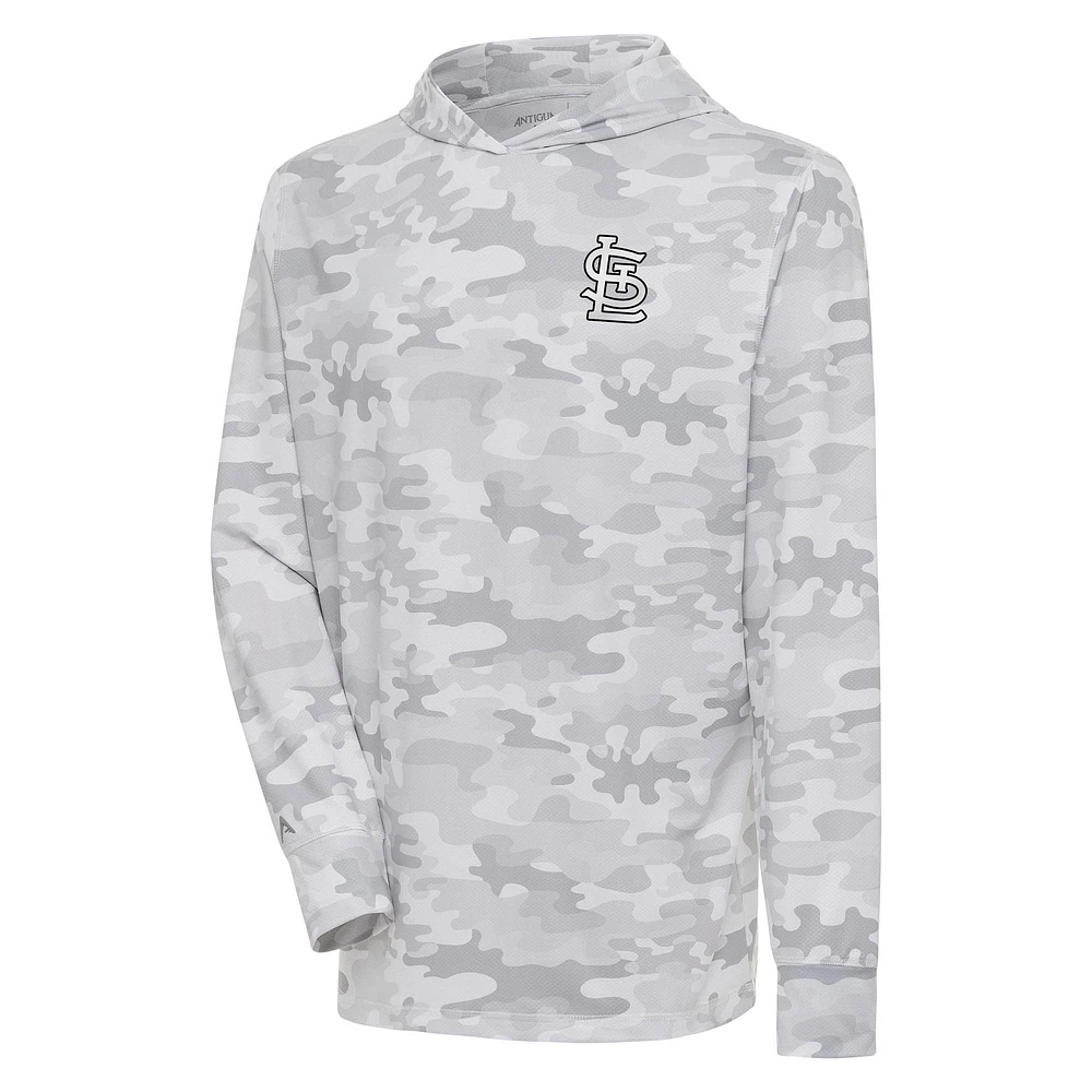 Men's Antigua White St. Louis Cardinals Brushed Metallic Logo Sector Pullover Hoodie