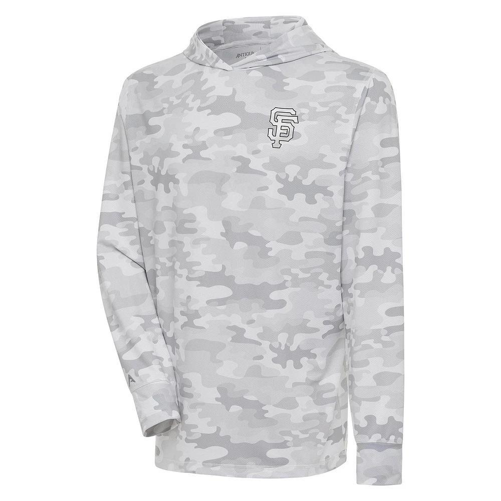 Men's Antigua White San Francisco Giants Brushed Metallic Logo Sector Pullover Hoodie