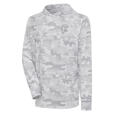 Men's Antigua White San Francisco Giants Brushed Metallic Logo Sector Pullover Hoodie