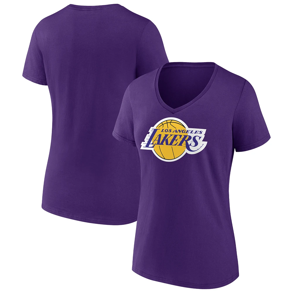Women's Purple Los Angeles Lakers Primary Logo V-Neck T-Shirt