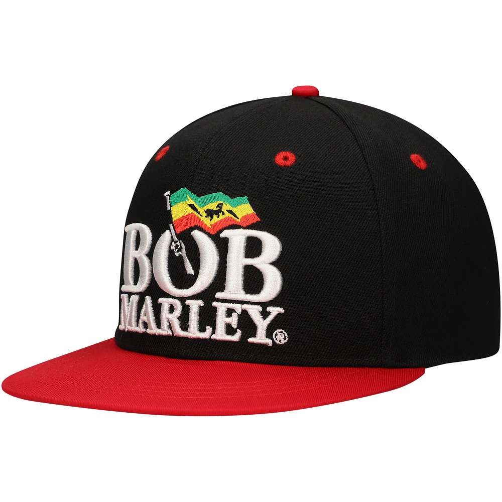 Unisex Black/Red Bob Marley Logo Snapback Hat