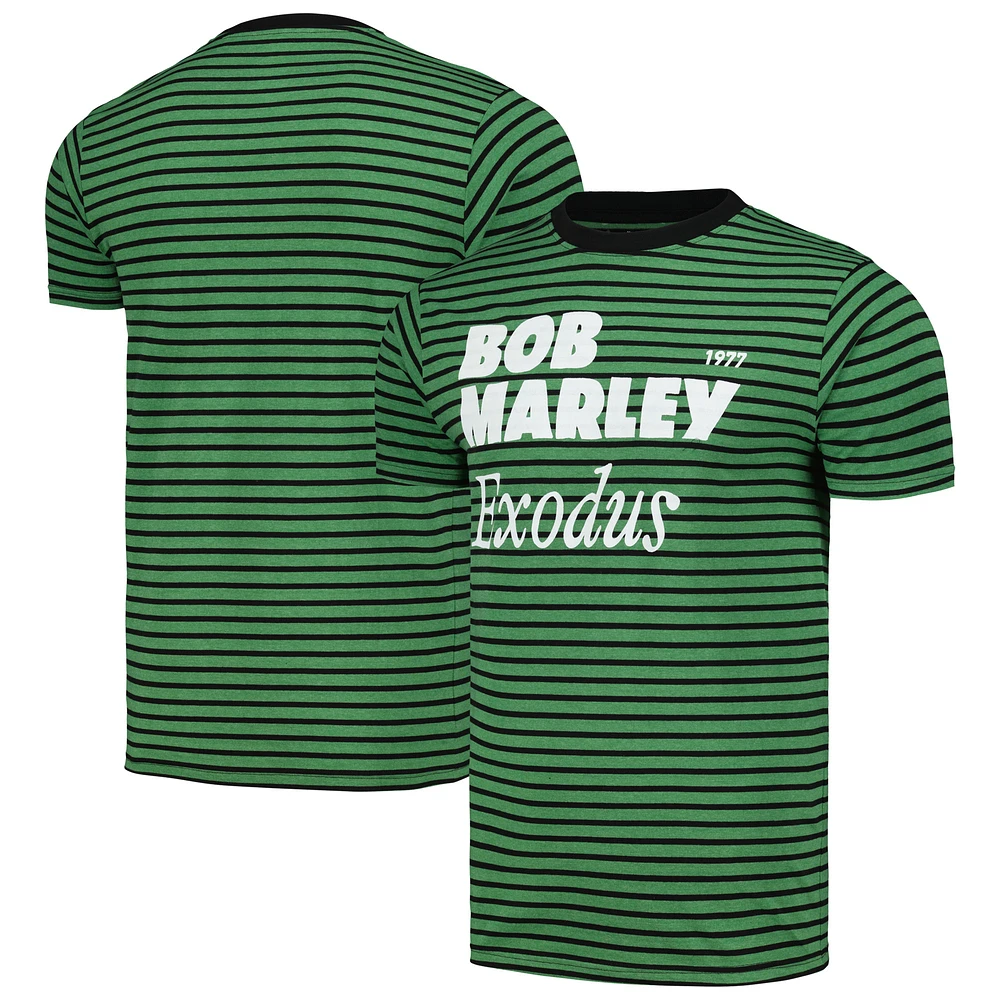 Unisex Green Bob Marley Exodus Striped T-Shirt
