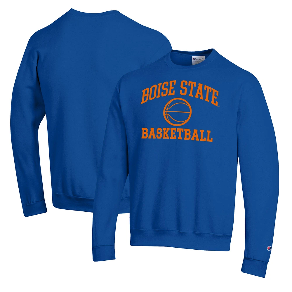 Men's Champion Royal Boise State Broncos Basketball Icon Pullover Crewneck Sweatshirt