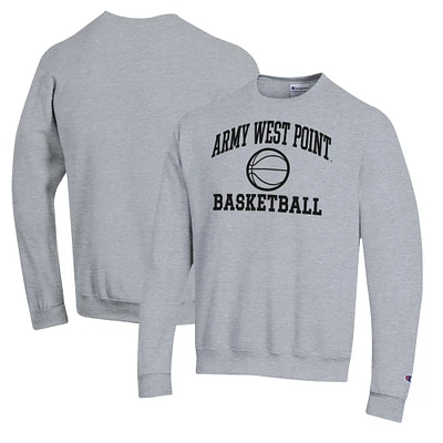 Men's Champion Heather Gray Army Black Knights Basketball Icon Pullover Crewneck Sweatshirt