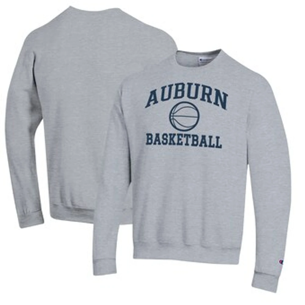 Men's Champion Heather Gray Auburn Tigers Basketball Icon Pullover Crewneck Sweatshirt