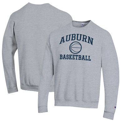 Men's Champion Heather Gray Auburn Tigers Basketball Icon Pullover Crewneck Sweatshirt