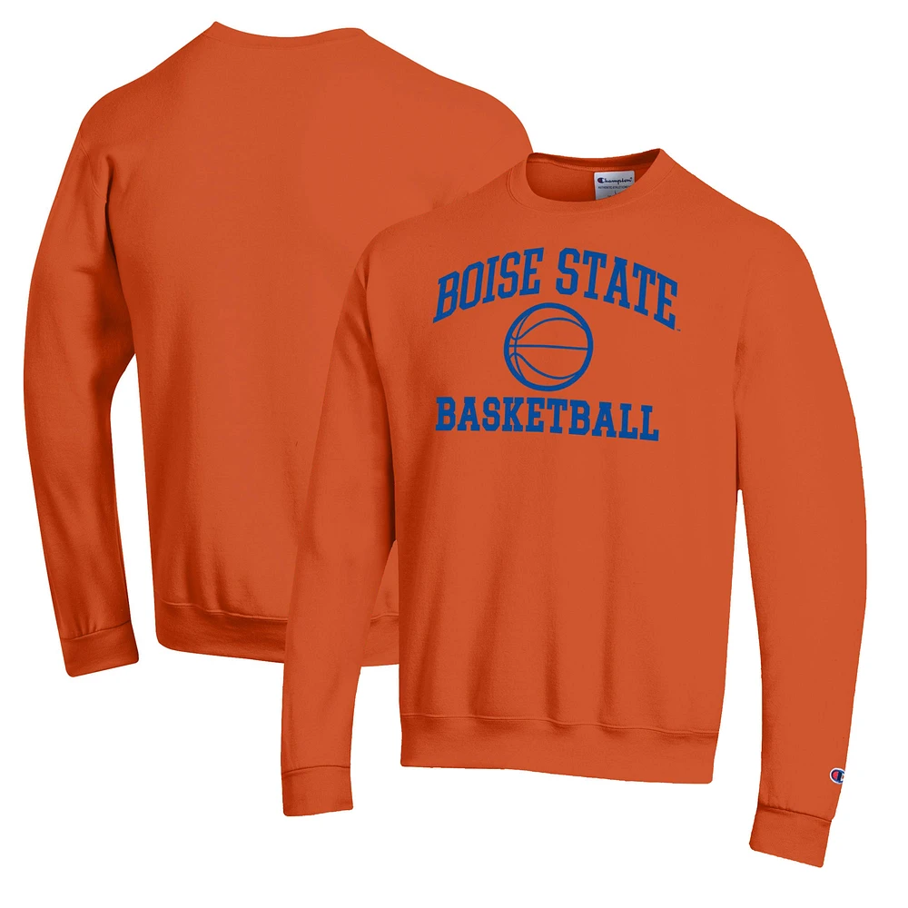 Men's Champion Orange Boise State Broncos Basketball Icon Pullover Crewneck Sweatshirt