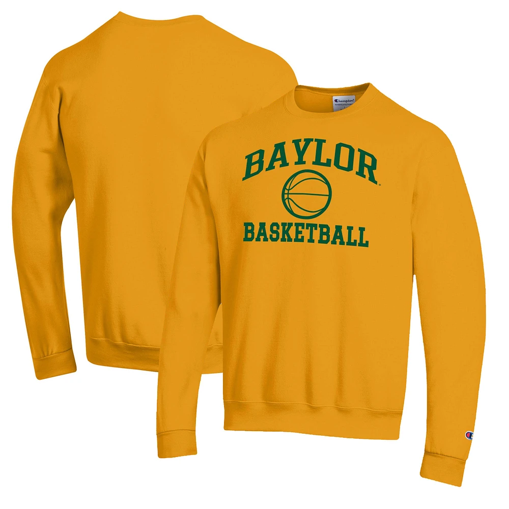 Men's Champion Gold Baylor Bears Basketball Icon Pullover Crewneck Sweatshirt