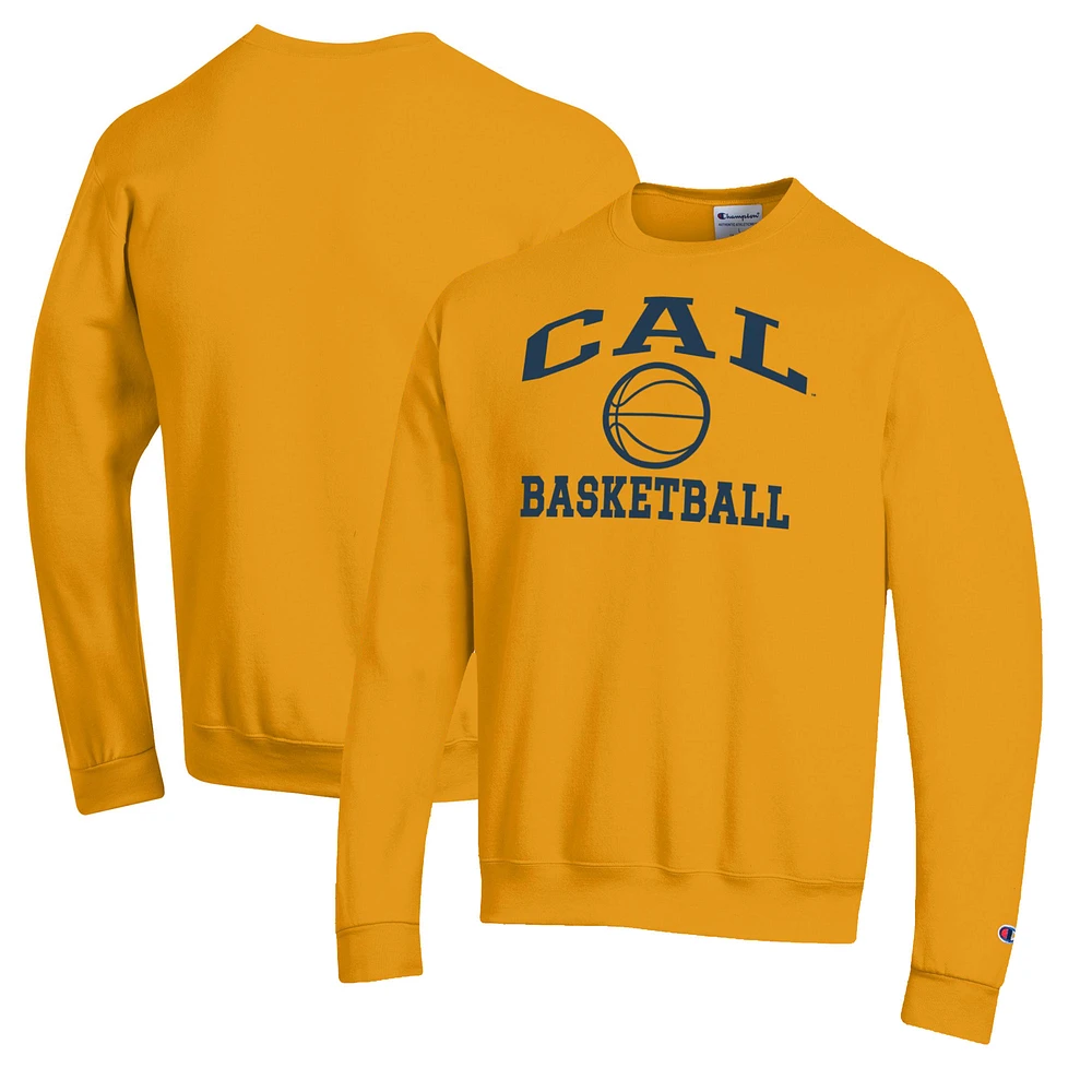 Men's Champion Gold Cal Bears Basketball Icon Pullover Crewneck Sweatshirt
