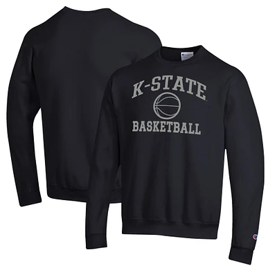 Men's Champion Black Kansas State Wildcats Basketball Icon Pullover Crewneck Sweatshirt
