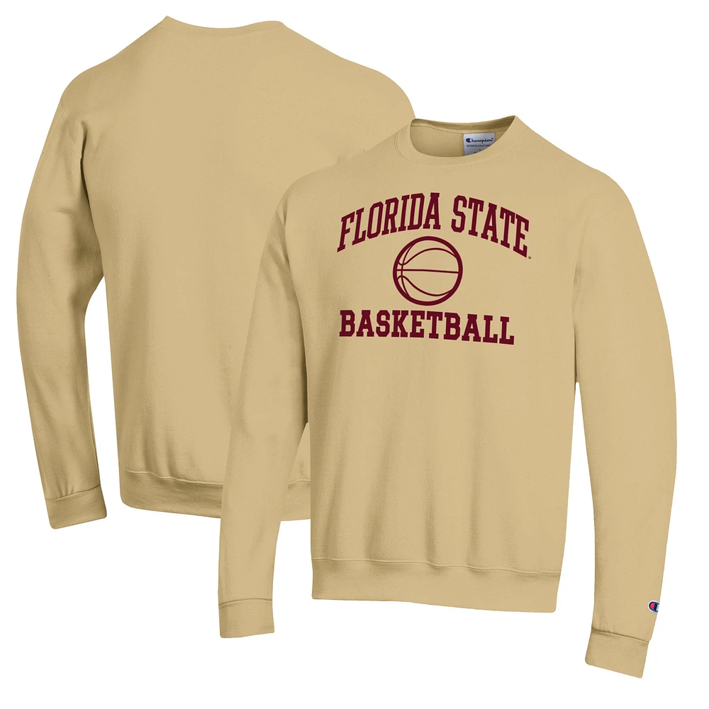 Men's Champion Gold Florida State Seminoles Basketball Icon Pullover Crewneck Sweatshirt
