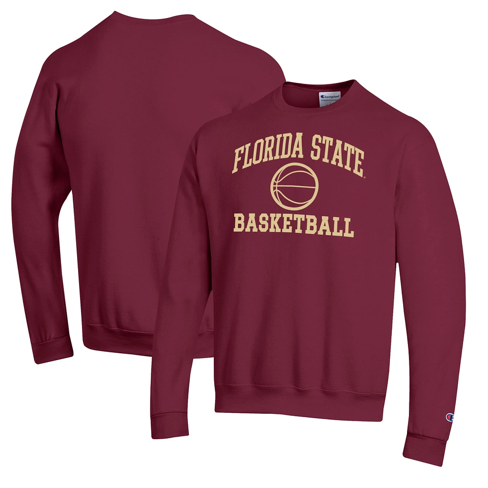 Men's Champion Garnet Florida State Seminoles Basketball Icon Pullover Crewneck Sweatshirt